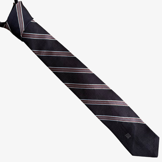 Vintage 80s Givenchy Gentlemen Striped Brown Polyester Tie - Casspios Dream