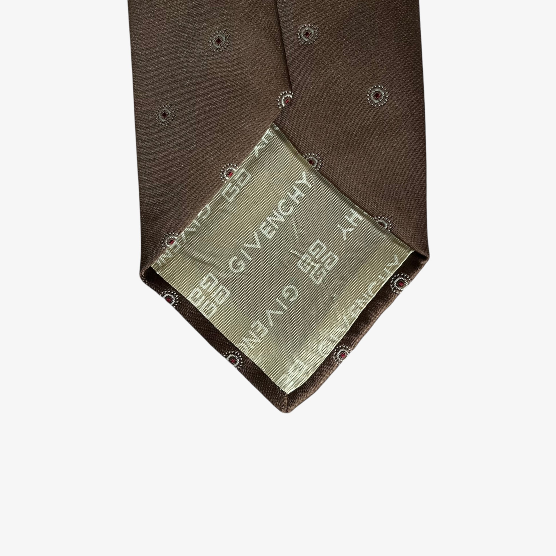 Vintage 80s Givenchy Monsieur Geometric Print Brown Silk Blend Tie Back - Casspios Dream