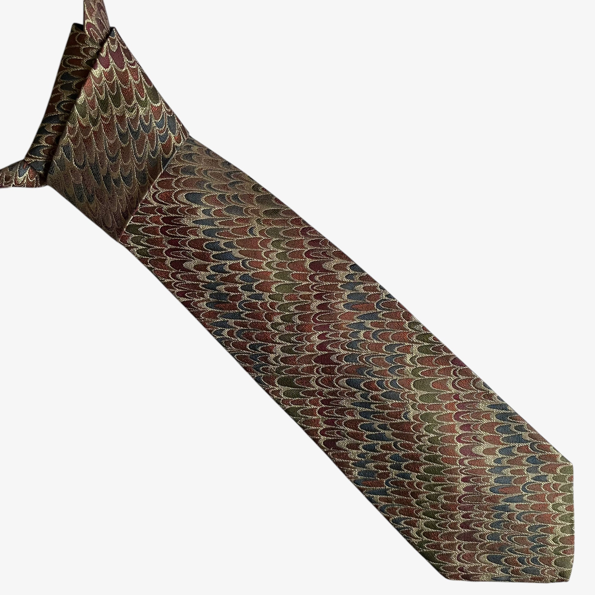 Vintage 80s Hart Schaffner And Marx Abstract Swirl Print Silk Tie - Casspios Dream