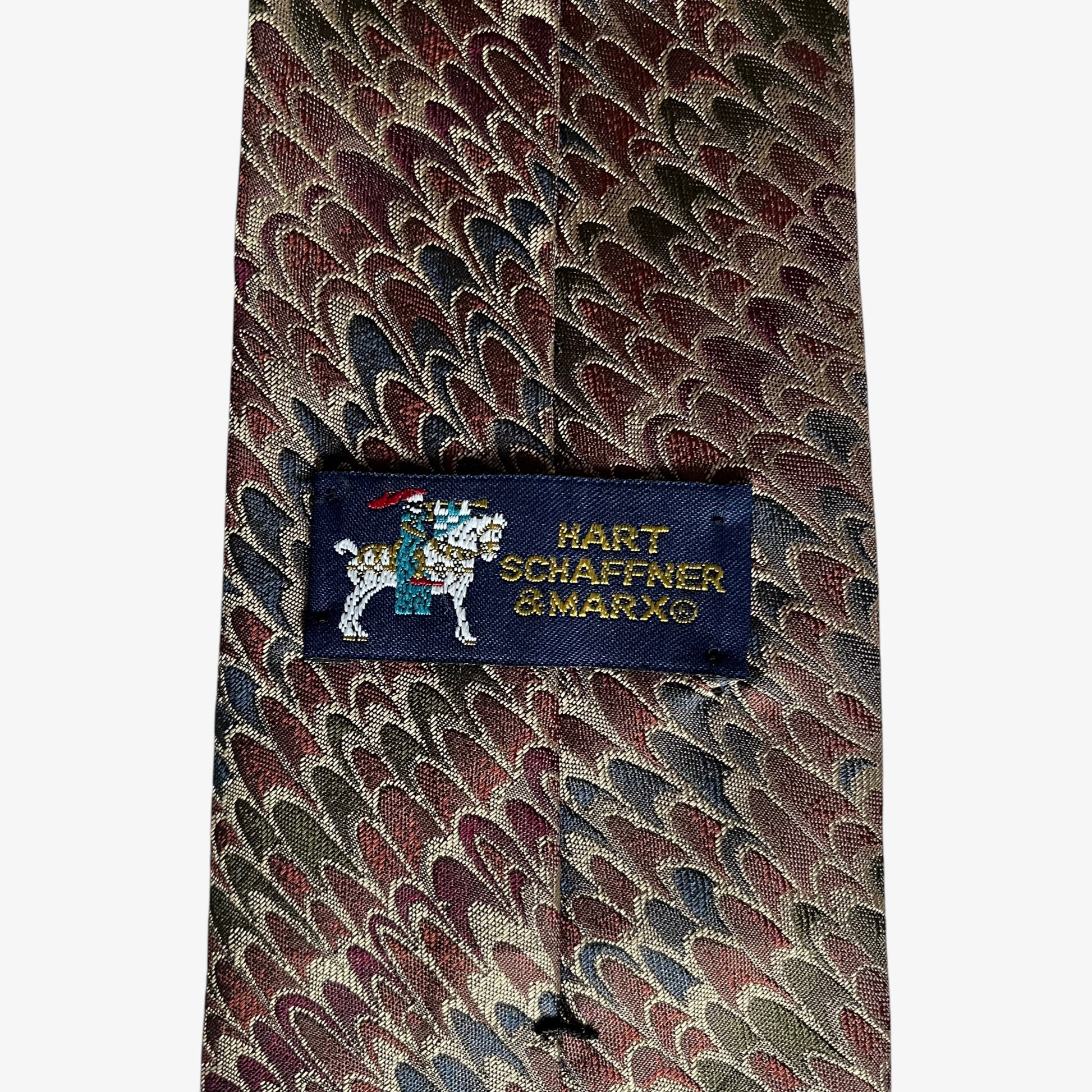 Vintage 80s Hart Schaffner And Marx Abstract Swirl Print Silk Tie Label - Casspios Dream
