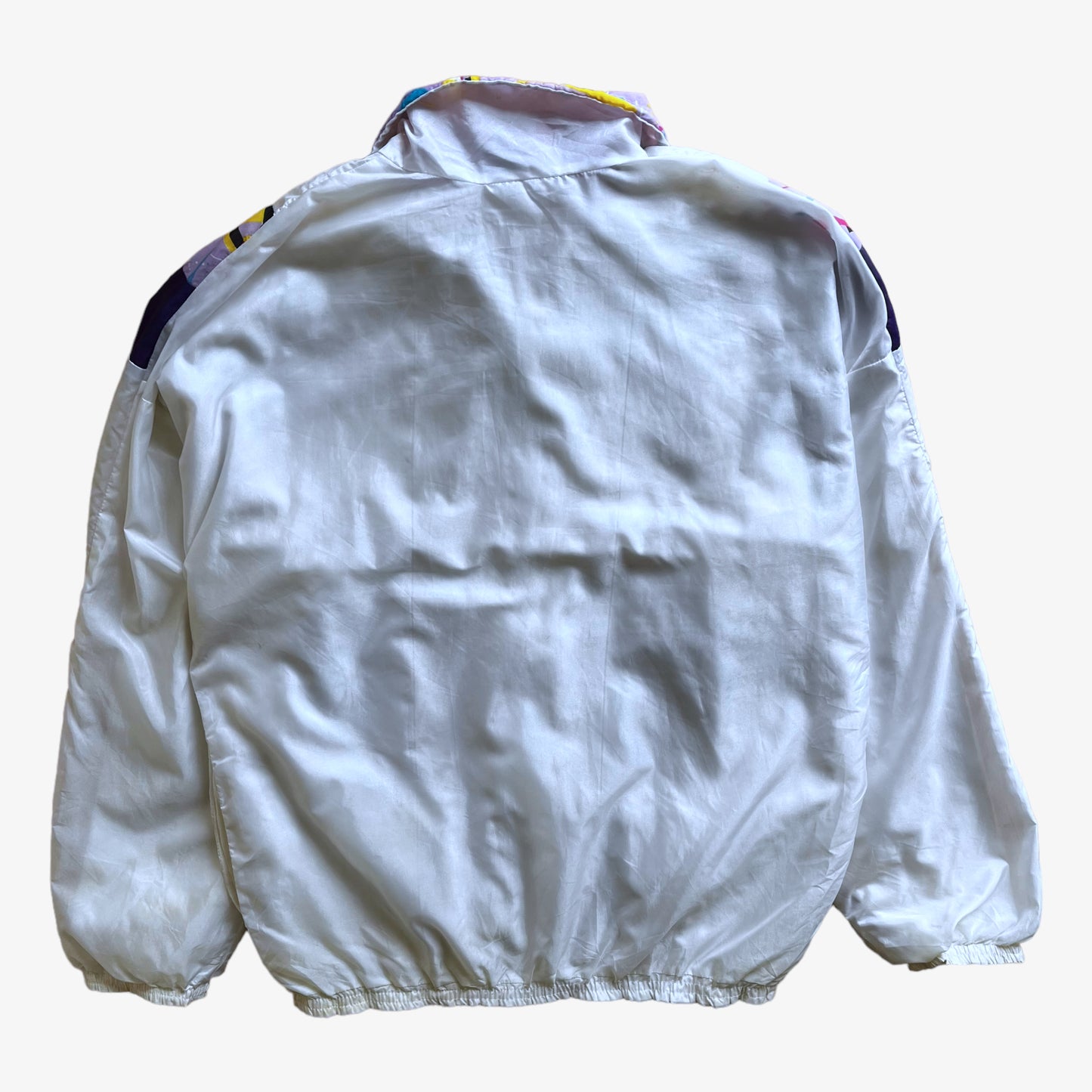 Vintage 80s Mens Adidas Abstract White And Purple Track Jacket Back - Casspios Dream