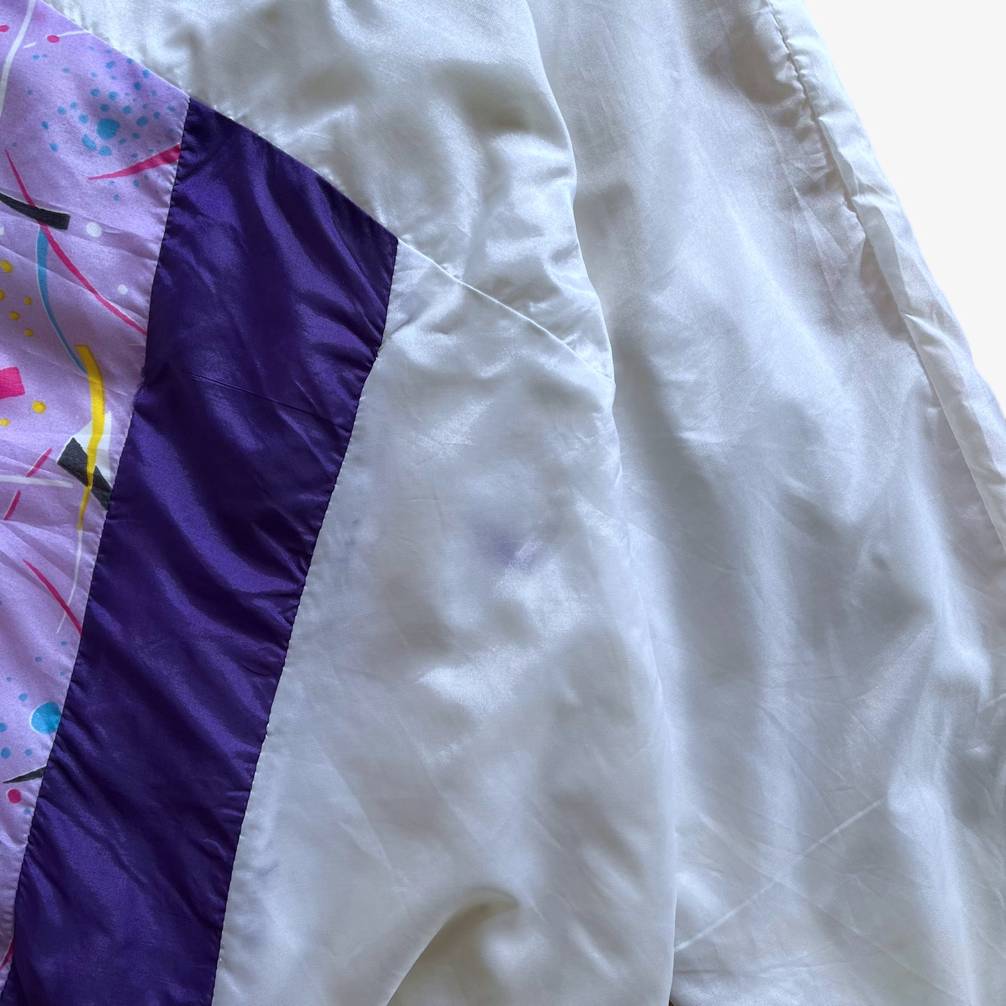 Vintage 80s Mens Adidas Abstract White And Purple Track Jacket Chest - Casspios Dream