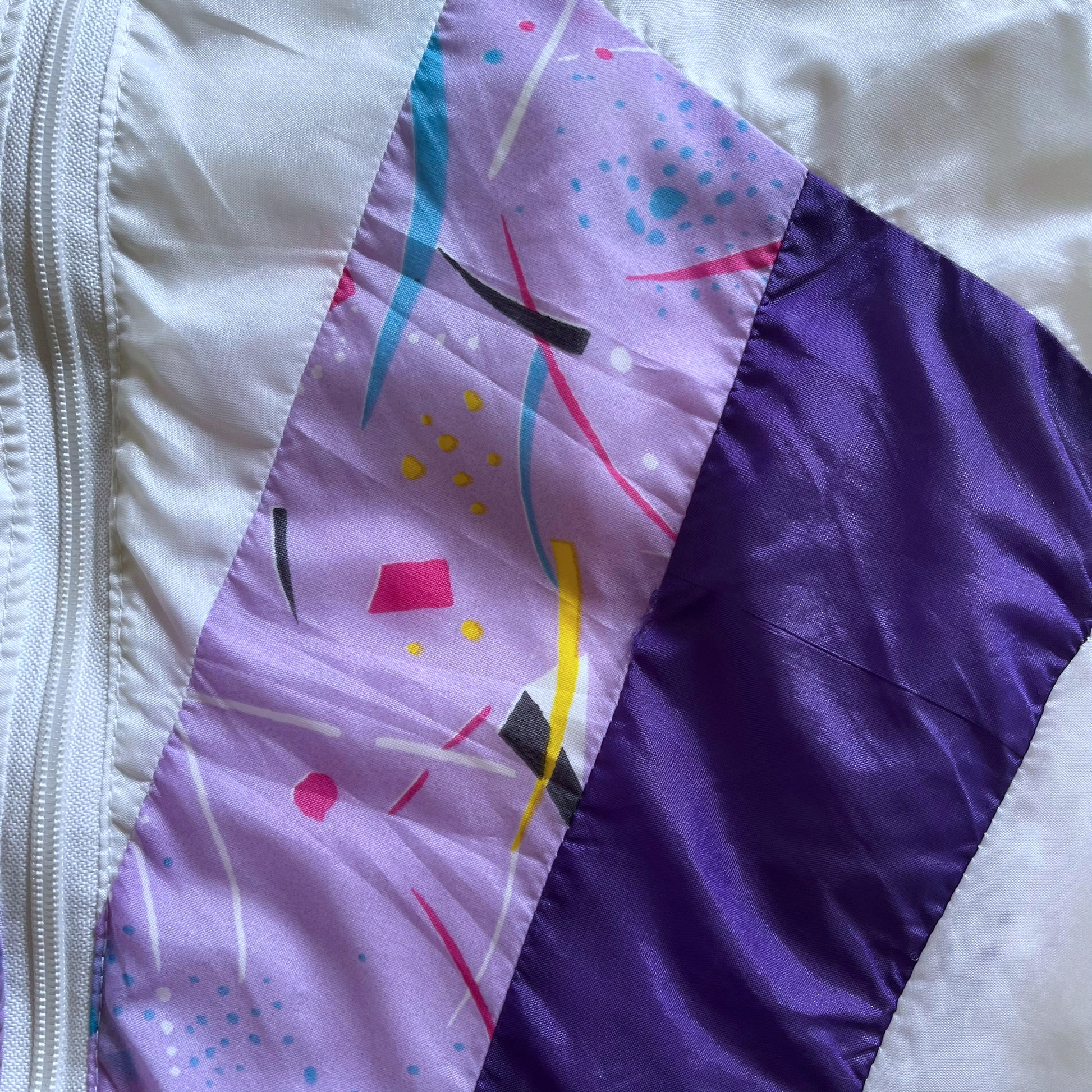 Vintage 80s Mens Adidas Abstract White And Purple Track Jacket Zip - Casspios Dream