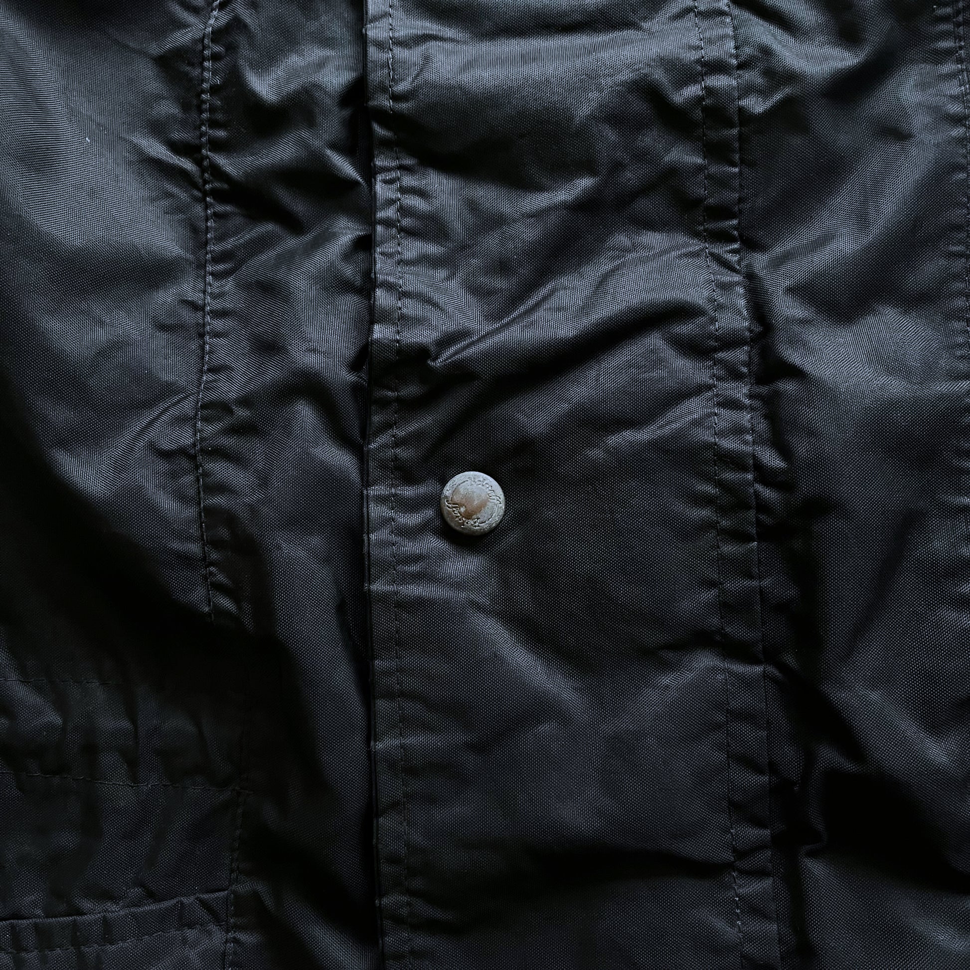 Vintage 80s Mens Belstaff Black Biker Jacket With Corduroy Collar & Back Reflective Strip Button - Casspios Dream