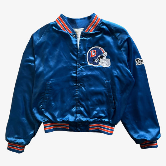 Vintage 80s Mens Chalk Line NFL Dallas Cowboys Blue Satin Varsity Jacket - Casspios Dream