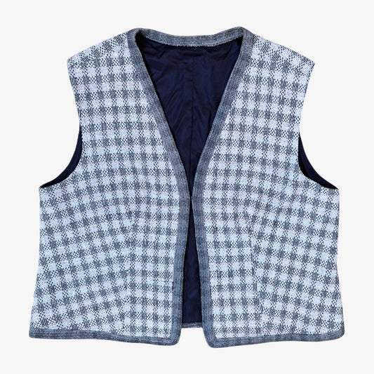 Vintage 80s men's colourful checkered patterned wool blend waistcoat.