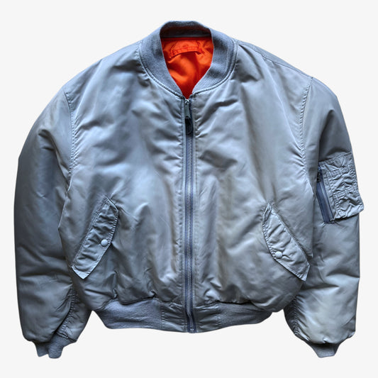 Vintage 80s men's Concord MA-1 1984 cold weather reversible silver bomber jacket.