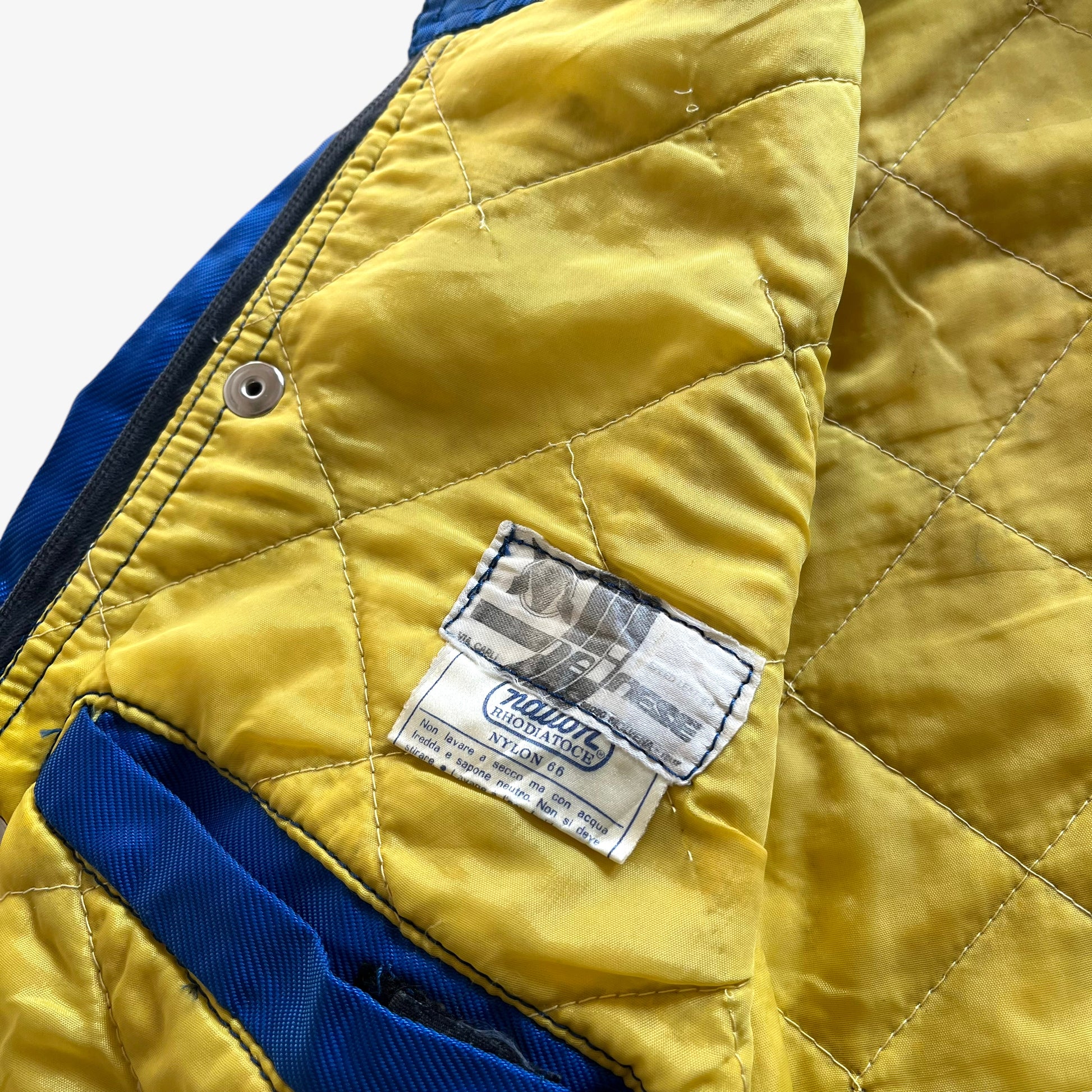 Vintage 80s Mens Dainese Blue Utility Jacket Inside Label - Casspios Dream