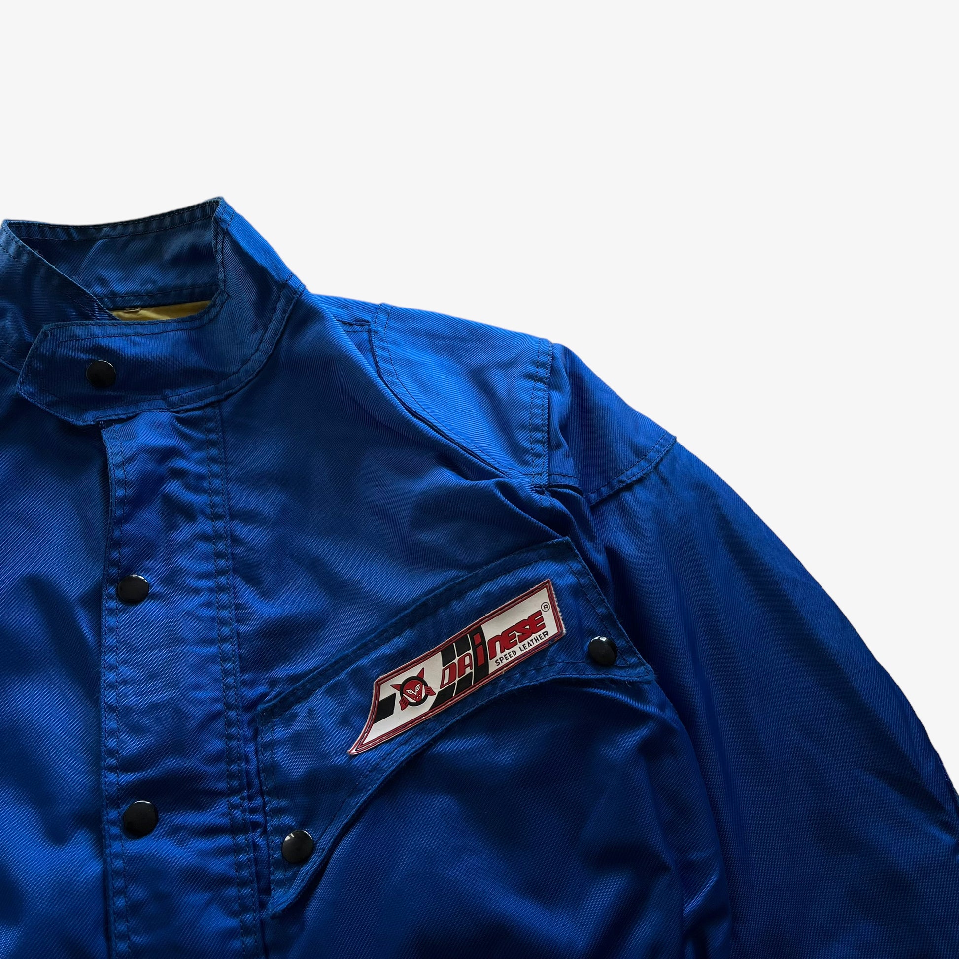 Vintage 80s Mens Dainese Blue Utility Jacket Logo - Casspios Dream