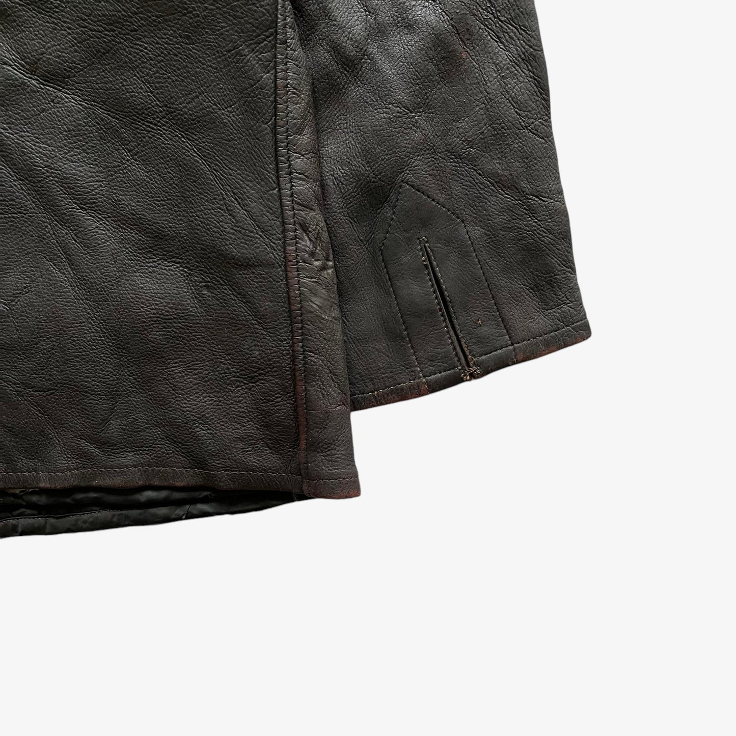Vintage 80s Mens Dark Brown Leather Jacket With Woven Trim Arm - Casspios Dream
