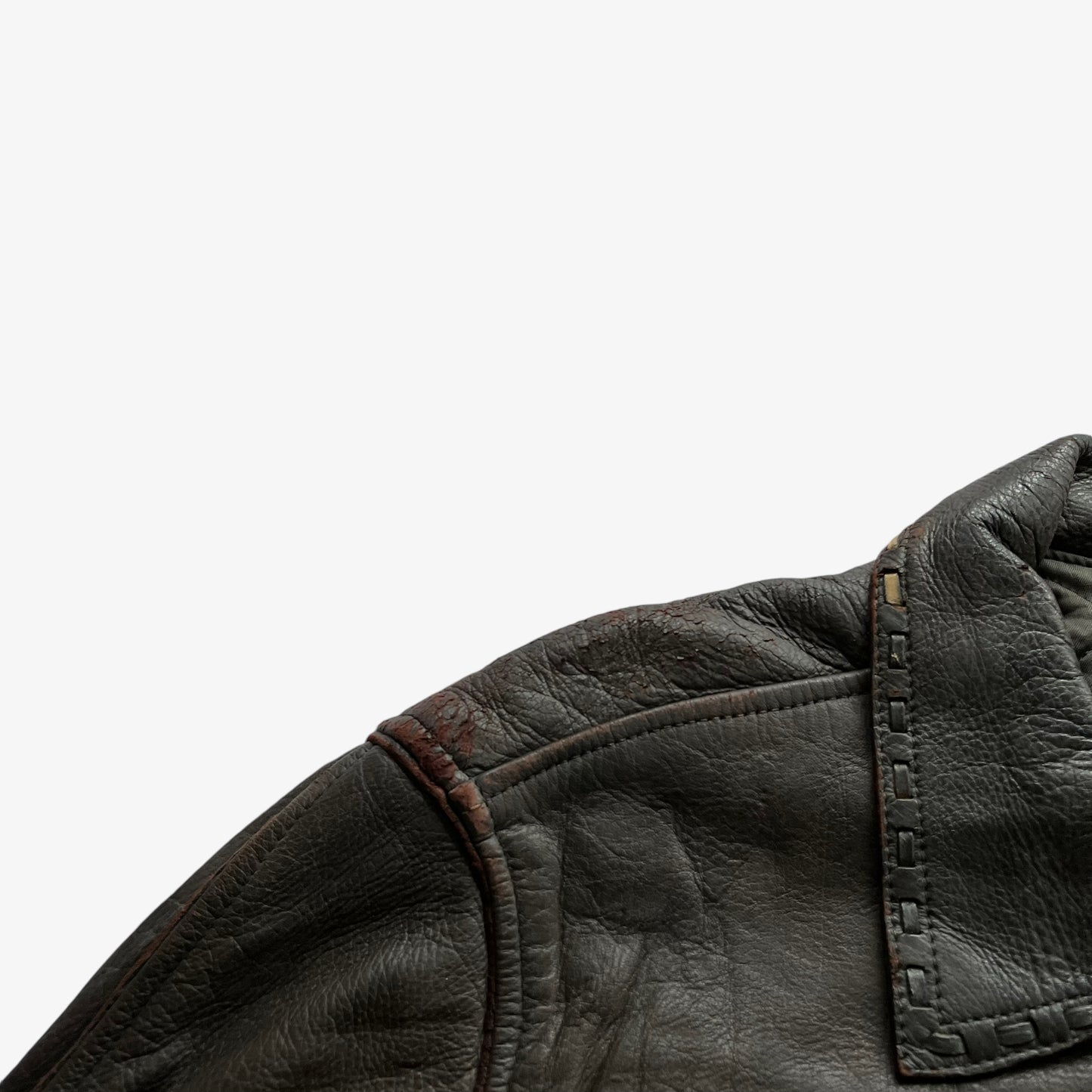 Vintage 80s Mens Dark Brown Leather Jacket With Woven Trim Shoulder - Casspios Dream