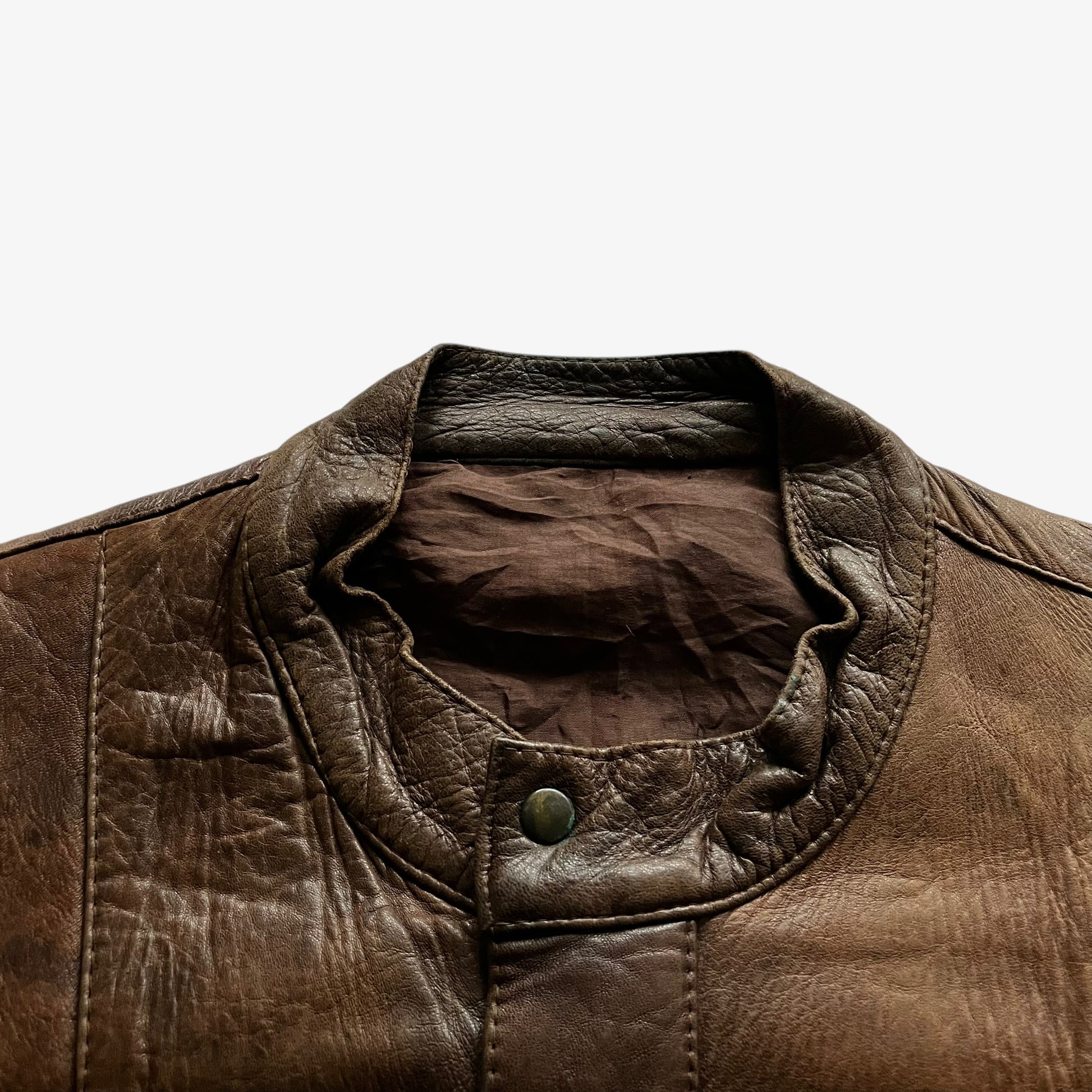 Vintage 80s Mens Dark Brown Leather Pilot Jacket Collar - Casspios Dream