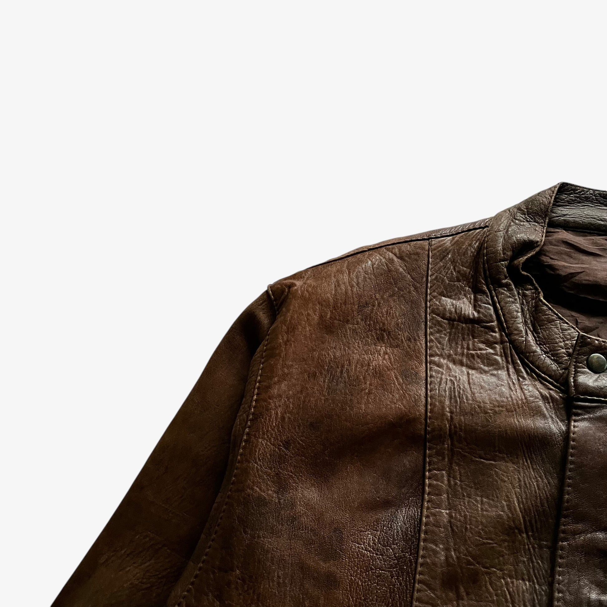 Vintage 80s Mens Dark Brown Leather Pilot Jacket Shoulder - Casspios Dream