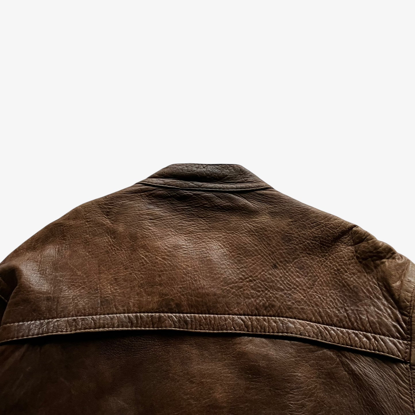 Vintage 80s Mens Dark Brown Leather Pilot Jacket Shoulders - Casspios Dream