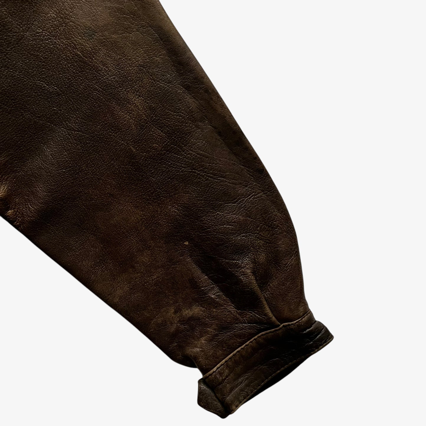 Vintage 80s Mens Dark Brown Leather Pilot Jacket Sleeve - Casspios Dream