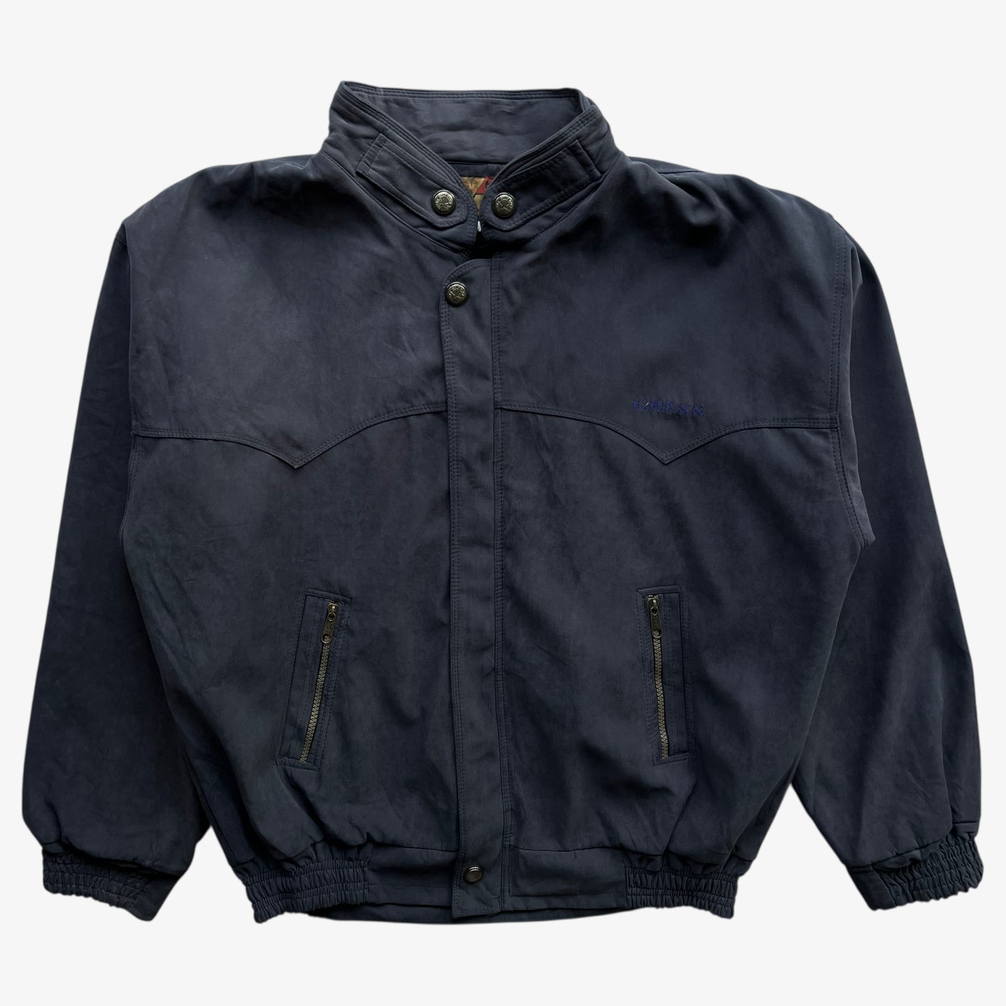 Men's vintage 80s Guess USA navy driving jacket.