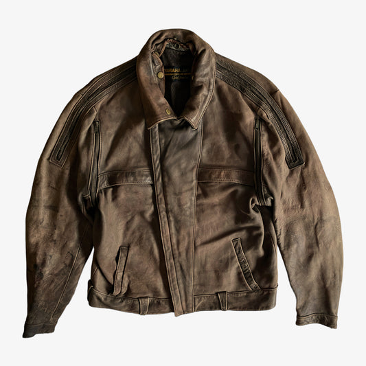 Vintage 80s Mens Hein Gericke Yamaha Brown Leather Biker Jacket - Casspios Dream