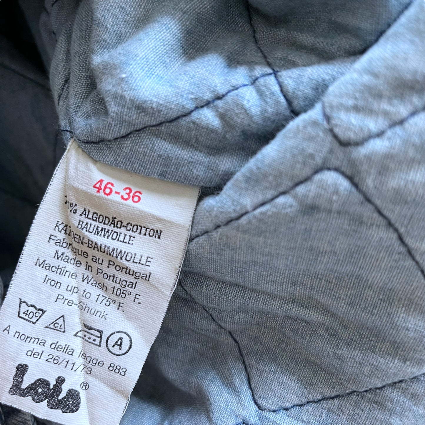 Vintage 80s Mens Lois Blue Denim Puffer Jacket With Striped Waistcoat Inside Label - Casspios Dream