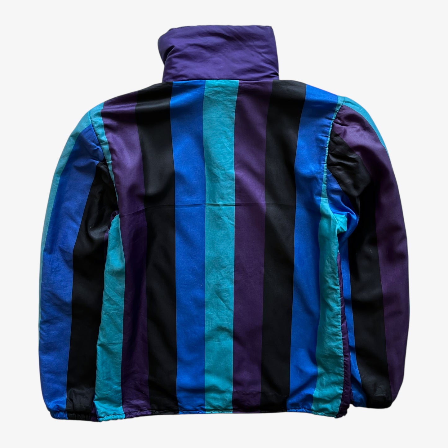 Vintage 80s Mens Pierre Cardin Striped Track Jacket With Shoulder Pads Back - Casspios Dream