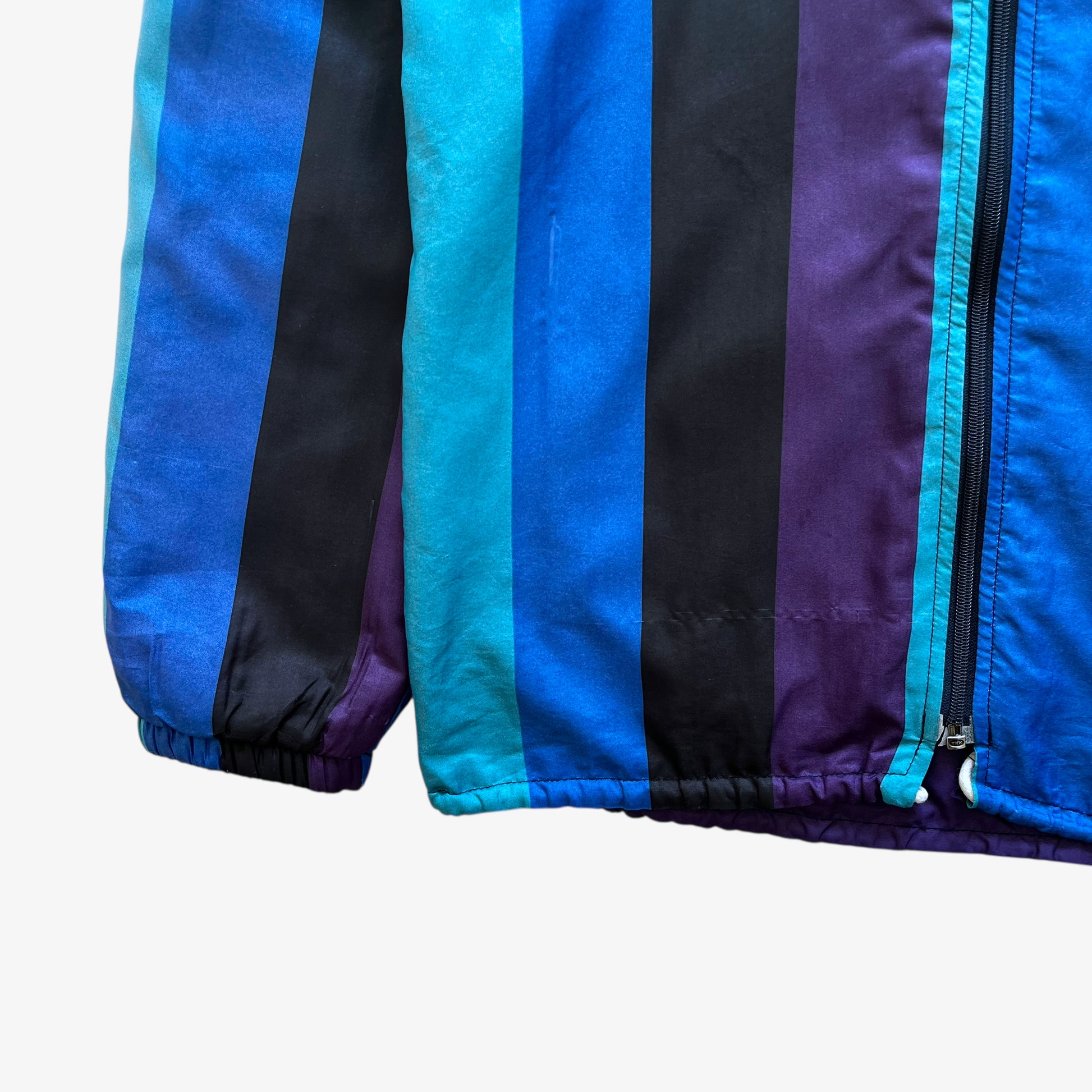 Vintage 80s Mens Pierre Cardin Striped Track Jacket With Shoulder Pads Hem - Casspios Dream