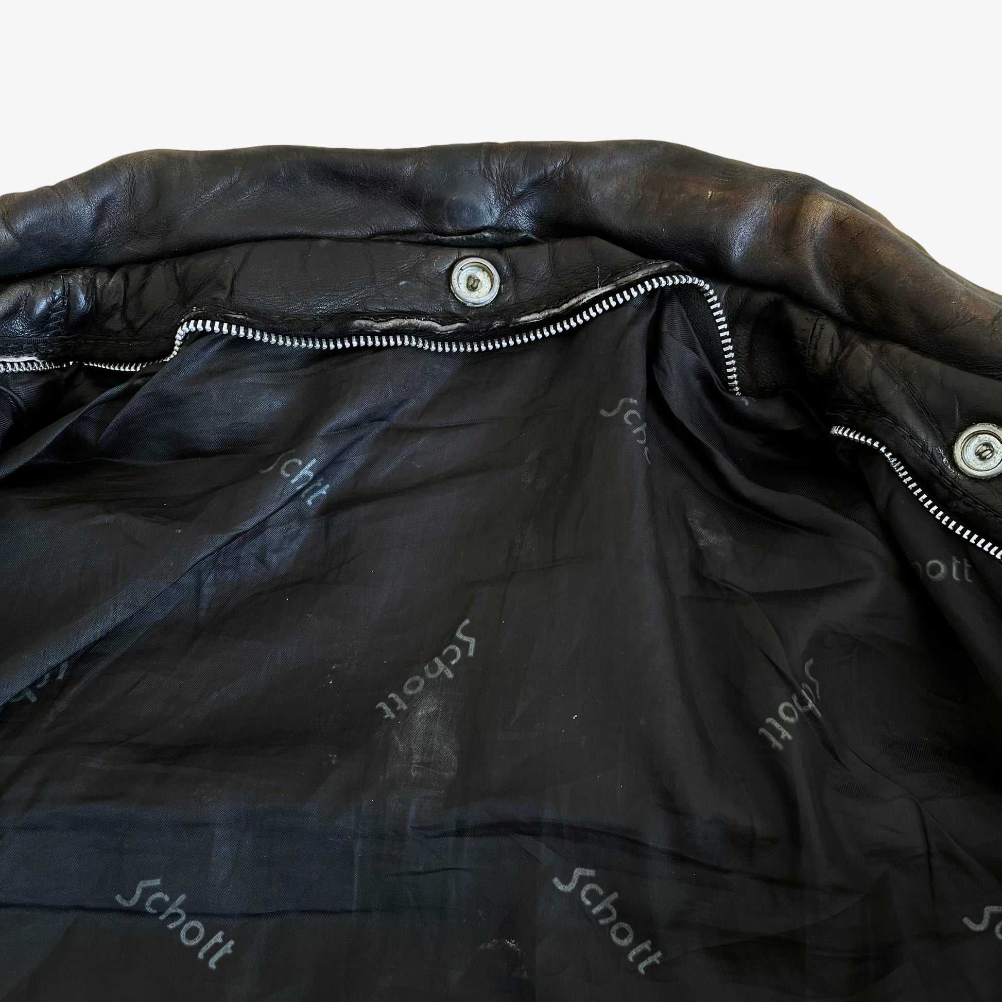 Vintage 80s Men's Schott Black Leather Pilot Jacket Logo - Casspios Dream