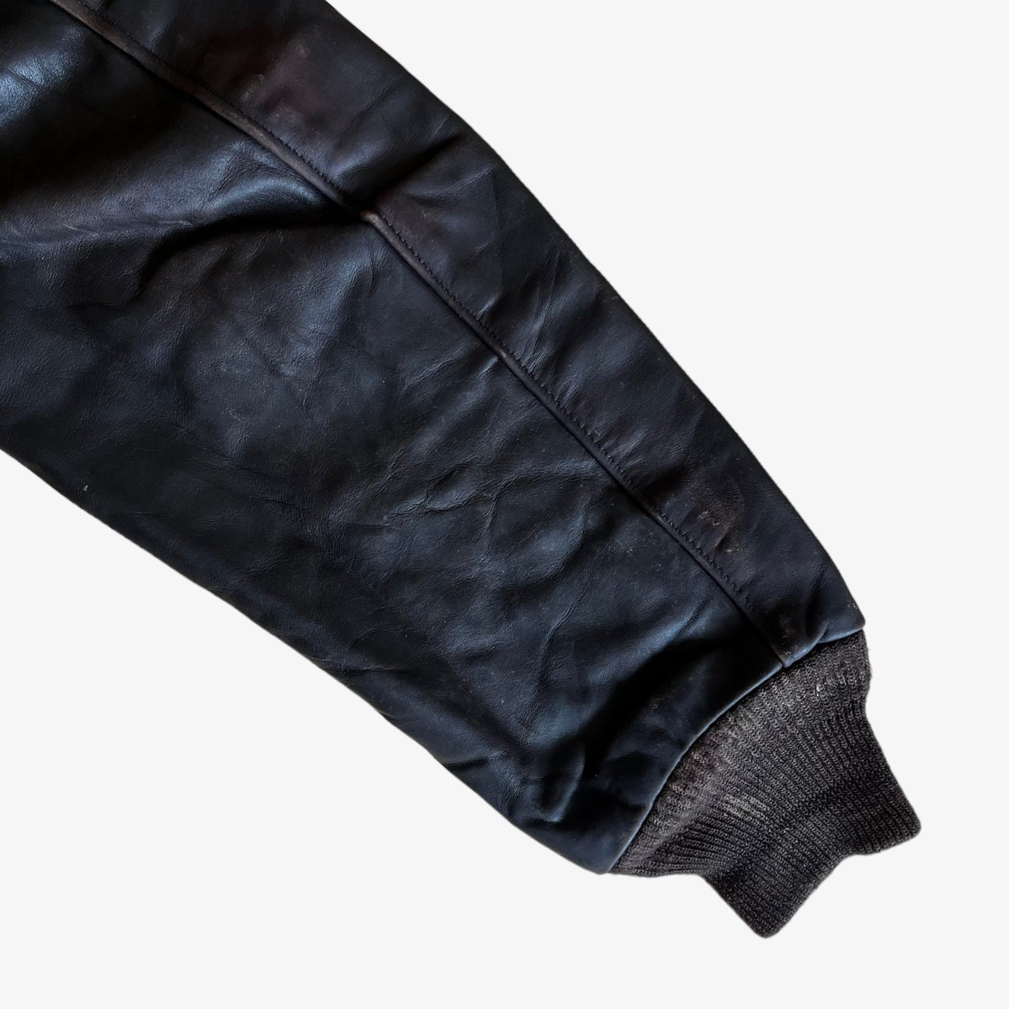 Vintage 80s Mens Schott Black Leather Pilot Jacket Wear - Casspios Dream