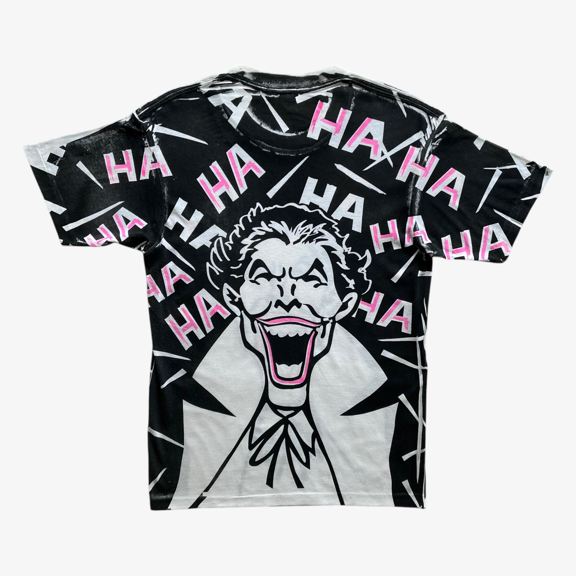 Vintage 80s Mens Screen Stars DC Comics The Joker HA HA All Over Print Single Stitch Top Back - Casspios Dream
