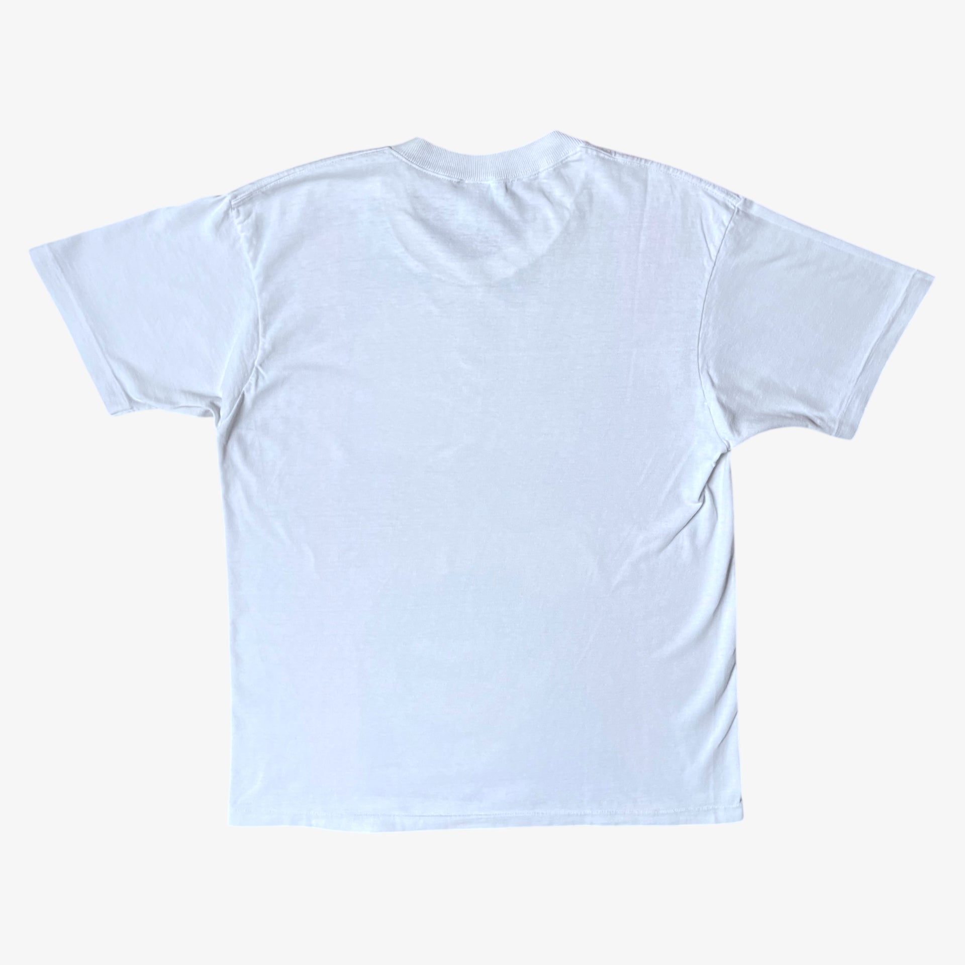 Back of vintage 80s men's The Shining here's Johnny Jack Nicholson print single stitch white t-shirt.