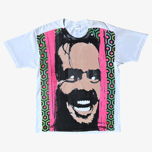 Vintage 80s men's The Shining here's Johnny Jack Nicholson print single stitch white t-shirt.