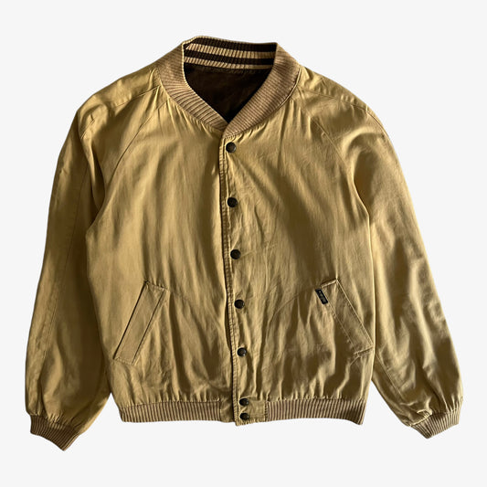 Vintage 80s Mens Wrangler Reversible Brown Corduroy Bomber Jacket Reversed - Casspios Dream
