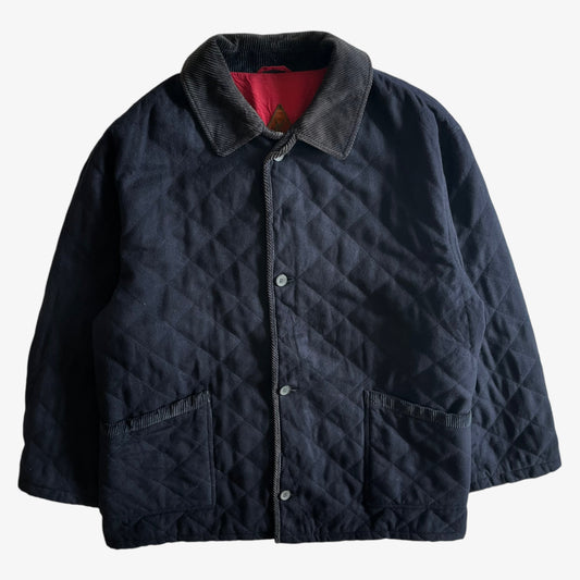 Vintage 80s Mens Yves Saint Laurent Navy Jacket With Corduroy Collar - Casspios Dream