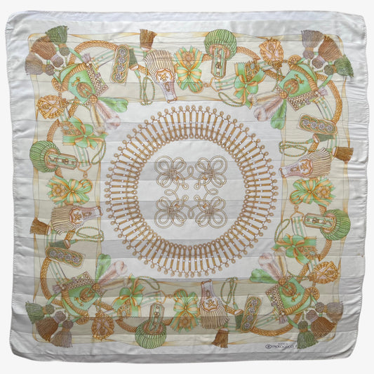 Vintage 80s women's Paolo Gucci Sam Whan royal rope print striped silk scarf.