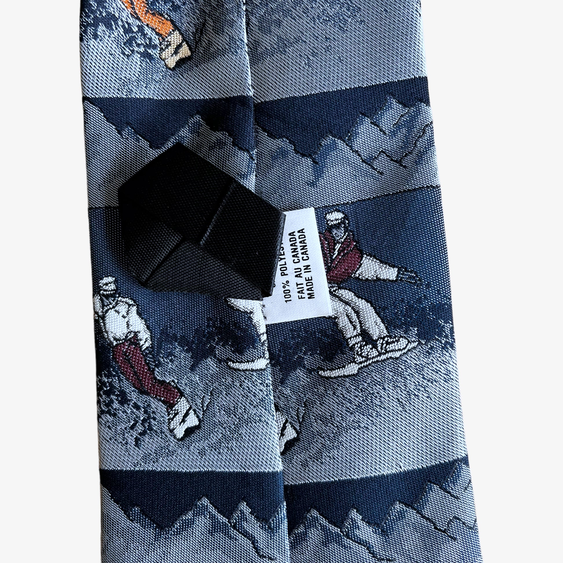 Vintage 80s Snowboarding Print Polyester Tie Label - Casspios Dream