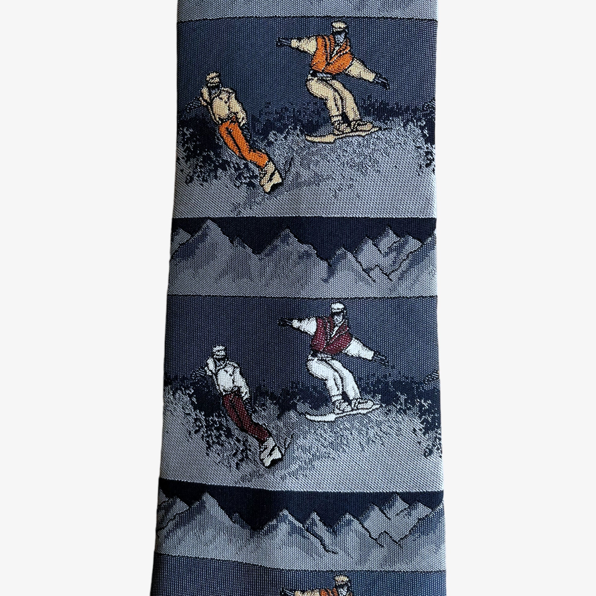 Vintage 80s Snowboarding Print Polyester Tie Striped - Casspios Dream
