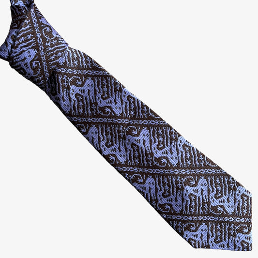 Vintage 80s Tie Rack Abstract Animal Print Brown & Purple Polyester Tie - Casspios Dream