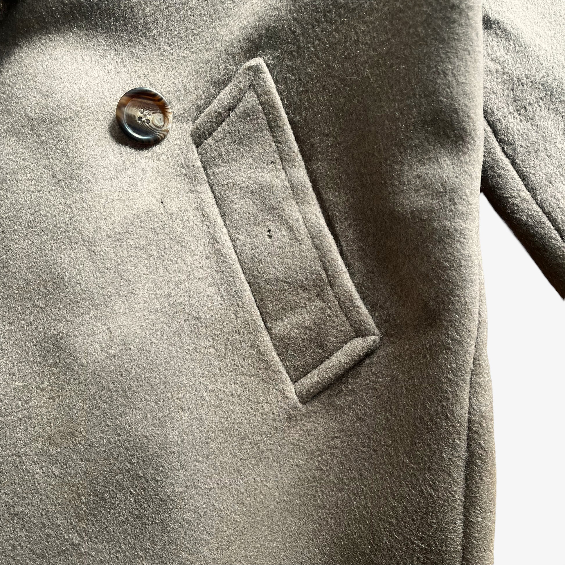 Vintage 80s Womens Calvin Klein Union Made Wool Coat Pocket - Casspios Dream 