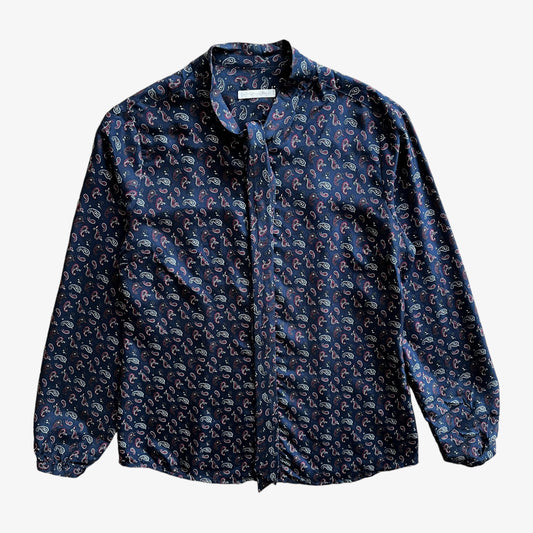 Vintage 80s Womens Christian Berg Paisley Print Long Sleeve Navy Silk Pussy Bow Shirt - Casspios Dream
