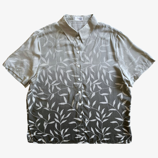 Vintage 80s Womens Creation Atelier Vine Print Short Sleeve Silk Shirt - Casspios Dream