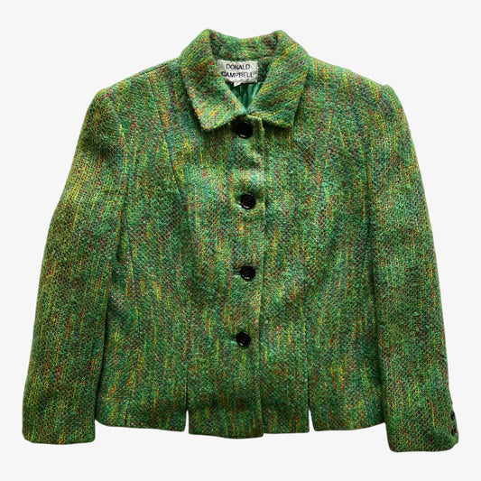 Vintage 80s Womens Donald Campbell Green Wool Tweed Jacket - Casspios Dream