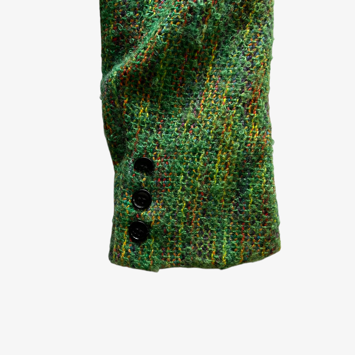 Vintage 80s Womens Donald Campbell Green Wool Tweed Jacket Cuff - Casspios Dream