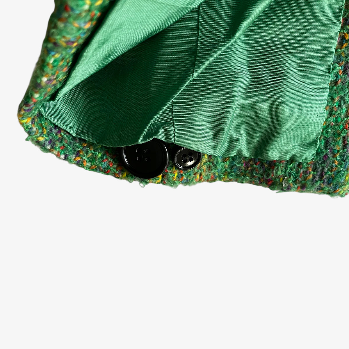 Vintage 80s Womens Donald Campbell Green Wool Tweed Jacket Hem - Casspios Dream