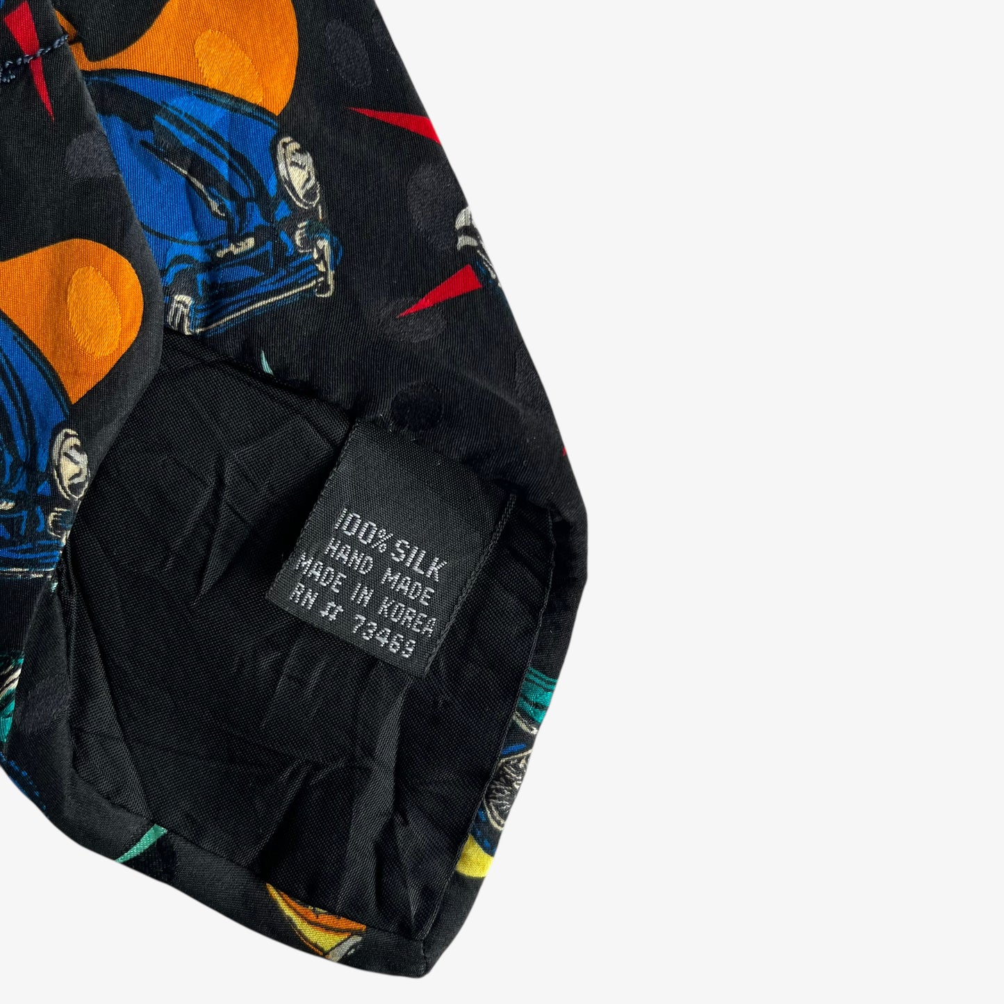 Vintage 90s Addiction Colourful Car Print Black Silk Tie Handmade - Casspios Dream
