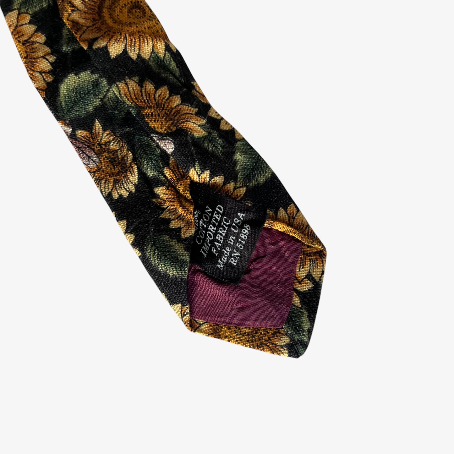 Vintage 90s American Eagle Bumblebee And Sunflower Print Cotton Tie Made In USA - Casspios Dream