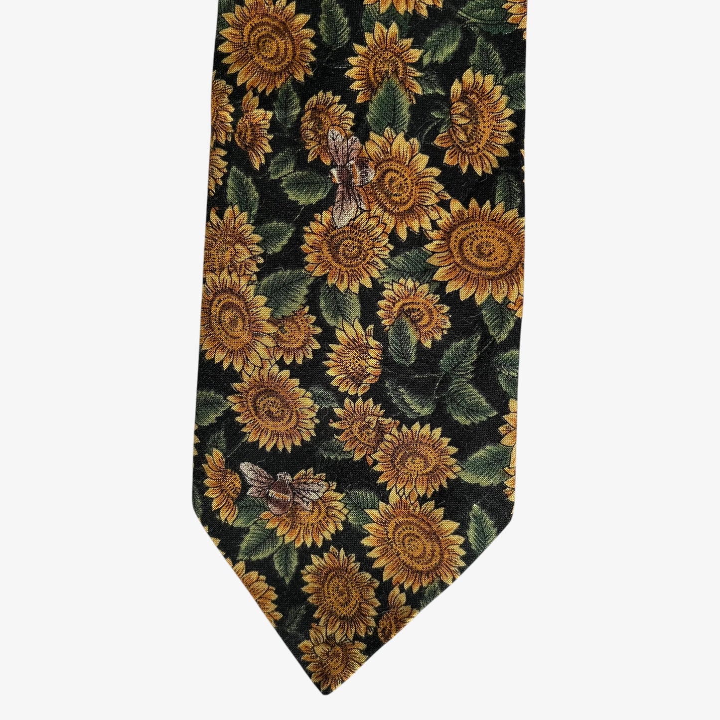 Vintage 90s American Eagle Bumblebee And Sunflower Print Cotton Tie Novelty - Casspios Dream