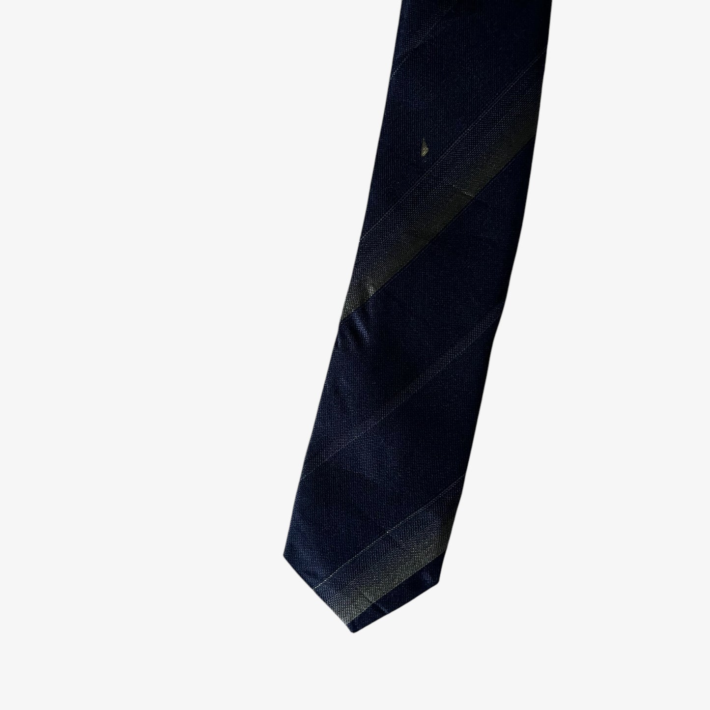 Vintage 90s Armani Collezioni Navy Striped Silk Tie Tip - Casspios Dream