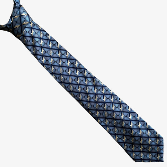 Vintage 90s Bill Blass Black Label Abstract Art Deco Print Silk Tie - Casspios Dream