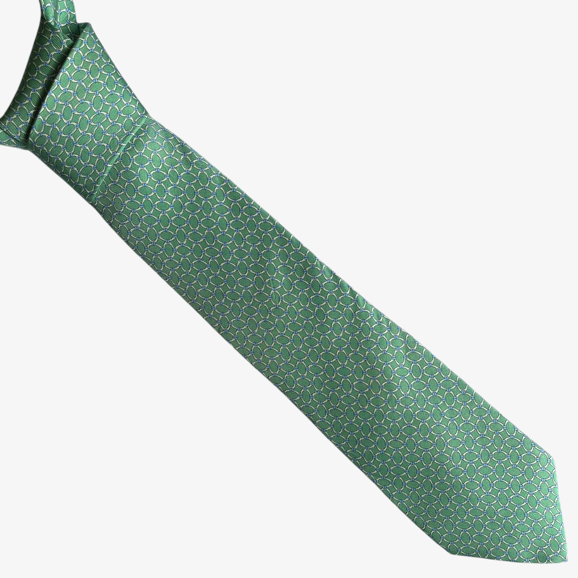 Vintage 90s Brooks Brothers Makers Geometric Print Green Silk Tie - Casspios Dream