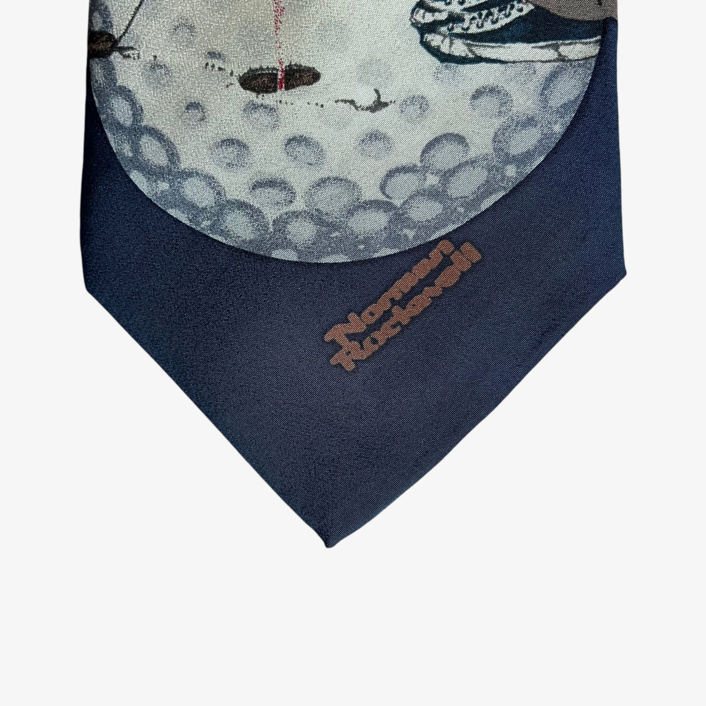 Vintage 90s Brown And Bigelow 1995 Norman Rockwell Golf Print Silk Tie Logo - Casspios Dream