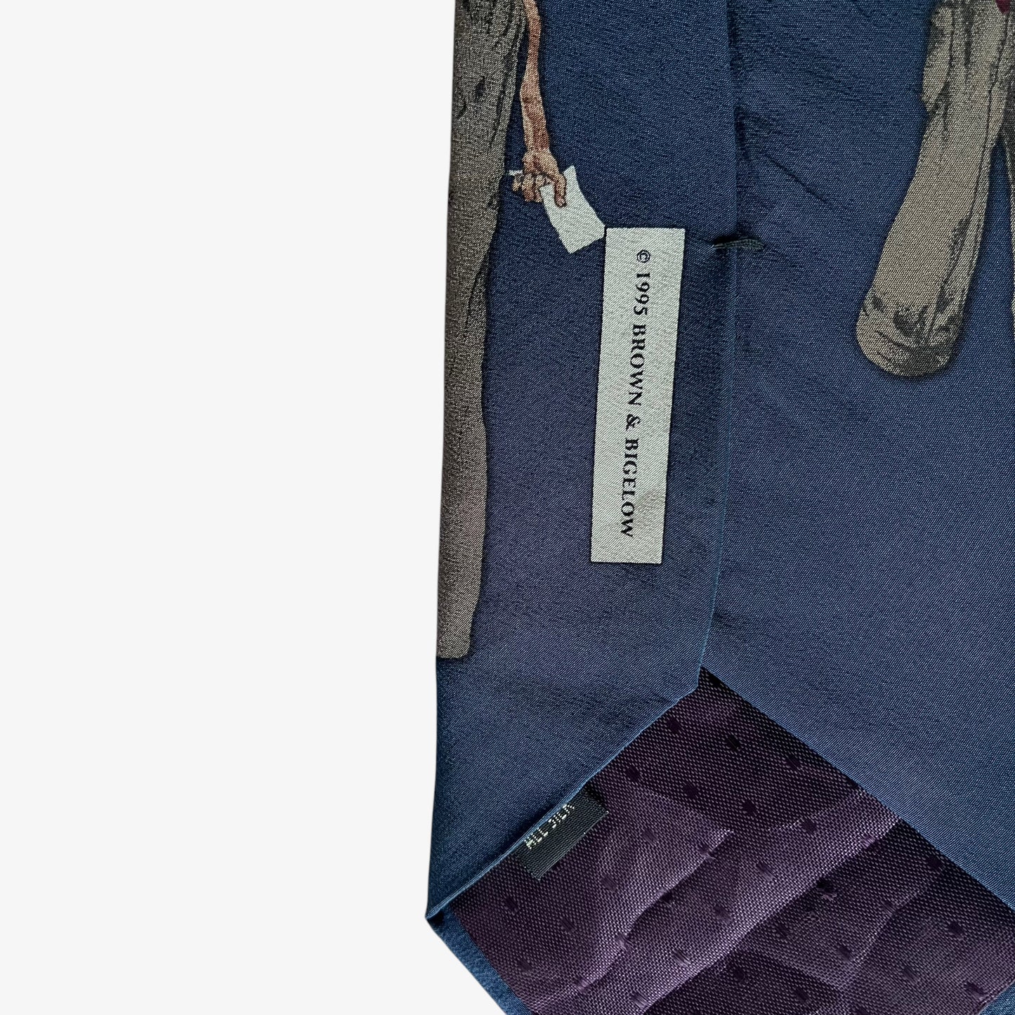 Vintage 90s Brown And Bigelow 1995 Norman Rockwell Golf Print Silk Tie Tag - Casspios Dream
