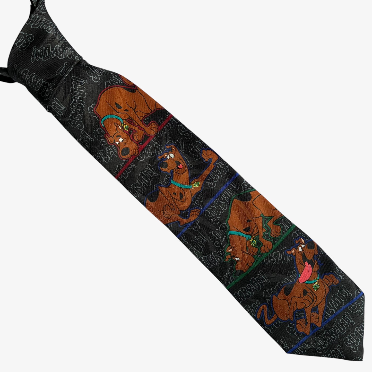 Vintage 90s Cartoon Network 1998 Scooby Doo Spell Out Black Polyester Tie - Casspios Dream